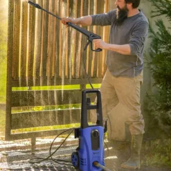 Northio Högtryckstvättar-Högtryckstvätt Med Rullar Inkl. 5 St. Tillbehör, 150 Bar Arbetstryck, Med 6 M Högtrycksslang, 1800 W, Max Vattenmängd: 510 L/H Blå