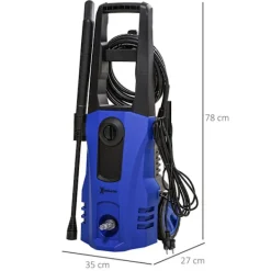 Northio Högtryckstvättar-Högtryckstvätt Med Rullar Inkl. 5 St. Tillbehör, 150 Bar Arbetstryck, Med 6 M Högtrycksslang, 1800 W, Max Vattenmängd: 510 L/H Blå