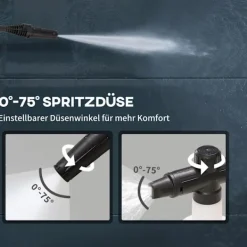 Northio Högtryckstvättar-Högtryckstvätt Med Rullar Inkl. 5 St. Tillbehör, 150 Bar Arbetstryck, Med 6 M Högtrycksslang, 1800 W, Max Vattenmängd: 510 L/H Blå