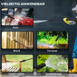 Northio Högtryckstvättar-Högtryckstvätt Med Rullar Inkl. 5 St. Tillbehör, 150 Bar Arbetstryck, Med 6 M Högtrycksslang, 1800 W, Max Vattenmängd: 510 L/H Blå