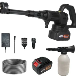 OEM Högtryckstvättar-Högtryckstvätt, 150W effekt, 10bar tryck, 3,6L/min vattenflöde,Svart 2x Batteri, Batteridriven