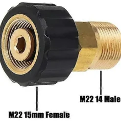 BEBETTER Högtryckstvättar-Högtryckstvättkoppling, M22 x 15mm invändig gänga till M22 x 14mm utvändig gänga Snabbkoppling Högtryckstvätt Adapterdelar