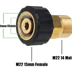 BEBETTER Högtryckstvättar-Högtryckstvättkoppling, M22 x 15mm invändig gänga till M22 x 14mm utvändig gänga Snabbkoppling Högtryckstvätt Adapterdelar