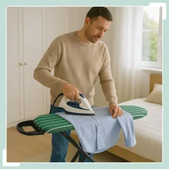 Northix Strykjärn-Höjdjusterbar strykbräda med strykjärnsstöd, 121 x 39 cm