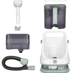 HKOENIG Städmaskiner-TWT77 handhållen textilrengörare - Avtagbara rena och smutsiga vattentankar - Kapacitet 1,4L/1,2L - Effekt 650W Vitt, grönt och svart