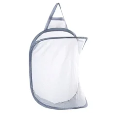 LBSS Tvättillbehör-Hängande tvättkorg Vikbar väggmonterad badrumsduk Mesh Synlig Stor öppen topp Enkel åtkomst för rummet