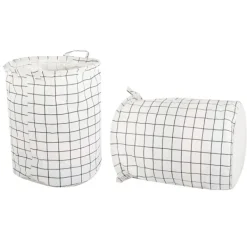 Tvättillbehör-Hopfällbar Tvättkorg – 45L Rutnät Vit/Svart