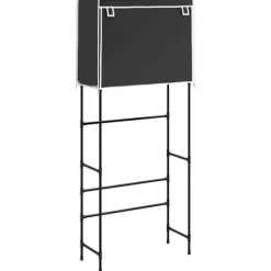 vidaXL Tvättillbehör-Hylla för tvättmaskin med 2 hyllplan svart 71x29,5x170,5cm järn