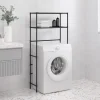 vidaXL Tvättillbehör-Hylla för tvättmaskin med 2 hyllplan svart 69x28x143 cm järn