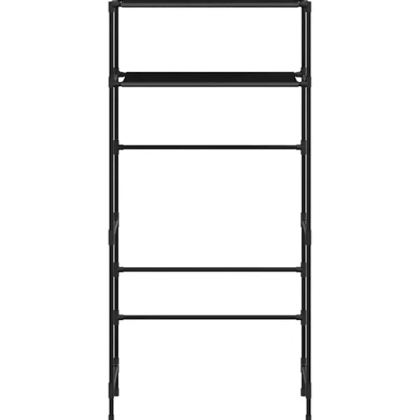 vidaXL Tvättillbehör-Hylla för tvättmaskin med 2 hyllplan svart 69x28x143 cm järn