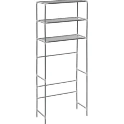 vidaXL Tvättillbehör-Hylla för tvättmaskin med 3 hyllplan silver 69x28x169 cm