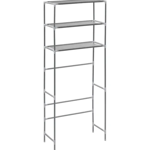 vidaXL Tvättillbehör-Hylla för tvättmaskin med 3 hyllplan silver 69x28x169 cm