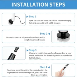 Dammsugare & Tillbehör-9-i-1 Elektrisk Rengöringsborste, Elektrisk Skrubber med Förlängningshandtag, 25W Effekt, 420RPM & 90min Drifttid, 2500mAh Batteri