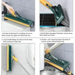 unbranded Fönsterrengöring-2-i-1 Golvborste med Långt Handtag och 3 Stänger 101cm Fogborste med Skrapa och Hård Borstskrapa med 120 Squeegee Roterande Kakelborste
