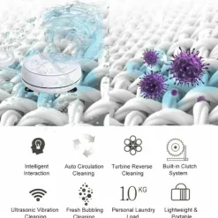 Tvättmaskiner-2-i-1 Mini-tvättmaskin Bärbar personlig roterande turbin tvättmaskin med USB-kabel