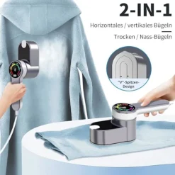 Ångtvättar-2-i-1 Portabelt Reseångstrykjärn - 1200W - med 120ml Vattentank - för Resor och Hem