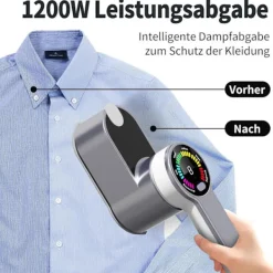 Ångtvättar-2-i-1 Portabelt Reseångstrykjärn - 1200W - med 120ml Vattentank - för Resor och Hem