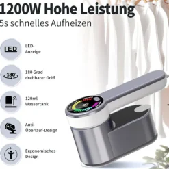Ångtvättar-2-i-1 Portabelt Reseångstrykjärn - 1200W - med 120ml Vattentank - för Resor och Hem