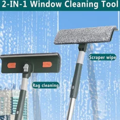 DMstore Fönsterrengöring-2-i-1 Professionell Fönsterraka, 210 cm Sammanfogningsbar Duschraka med 2 Mikrofiberdukar, 180° RotationsfönsterrengörareBY