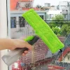 Fönsterrengöring-3-i-1 Spray-Skrapa Borste Vattenspray Fönsterrengörare Glasskrapa Torkare Mikrofiberdukset Grön