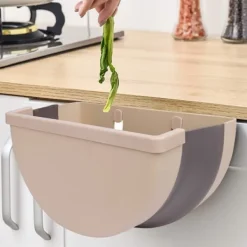 no brand Soptunnor-IC Vikbar Köksbehållare, Hängande Papperskorg, Liten Bärbar Papperskorg (Beige)