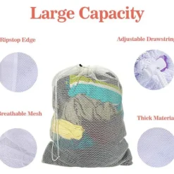 INF Tvättillbehör-Stor tvättpåse 60x90 cm Vit 2-pack