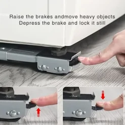 Tvättmaskiner-Justerbar möbelflyttare för tvättmaskin med mobil rullbas och broms - Grå