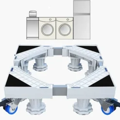 Tvättmaskiner-Justerbart och flyttbart tvättmaskinsställ, lyftplattform för tung utrustning som kylskåp och torktumlare