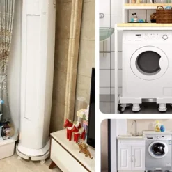 Tvättmaskiner-Justerbart och flyttbart tvättmaskinsställ, lyftplattform för tung utrustning som kylskåp och torktumlare