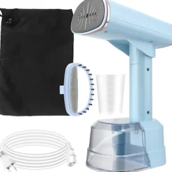 Ångtvättar-Klädångare Vikbar, 1500W Snabb Uppvärmning, 400 ml Vattentank LCD Digital Display (Blå)