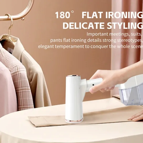 Ångtvättar-Klädångare Vikbar, 1500W Snabb Uppvärmning, 400ml Vattentank LCD Digital Display (Vit)