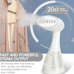 Ångtvättar-Klädångare, 1500W Handhållen Klädångare - 15s Snabb Uppvärmning, 300ml Avtagbar Tank, Kompakt & Portabel för Resor, Hem, Kontor