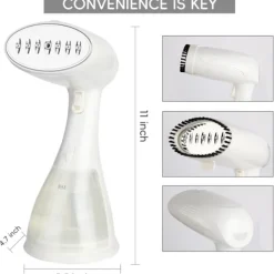 Ångtvättar-Klädångare, 1500W Handhållen Klädångare - 15s Snabb Uppvärmning, 300ml Avtagbar Tank, Kompakt & Portabel för Resor, Hem, Kontor