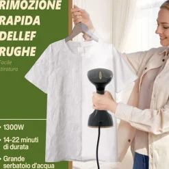 Ångtvättar-Klädångare 1300W, Vikbar Skrynkelborttagare för Kläder, 25 sek Snabb Uppvärmning (Grå-blå)