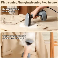 Ångtvättar-Klädångare 1300W, Vikbar Skrynkelborttagare för Kläder, 25 sek Snabb Uppvärmning (Grå-blå)