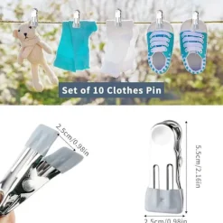 Tvättillbehör-Klädnypor för tvättlina, rostfria tvättnypor, klädnypor, starka metallklädnypor, stormnypor för kläder, strumpor, handdukar, foton