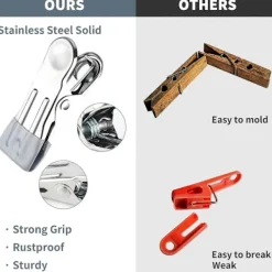 Tvättillbehör-Klädnypor för tvättlina, rostfria tvättnypor, klädnypor, starka metallklädnypor, stormnypor för kläder, strumpor, handdukar, foton