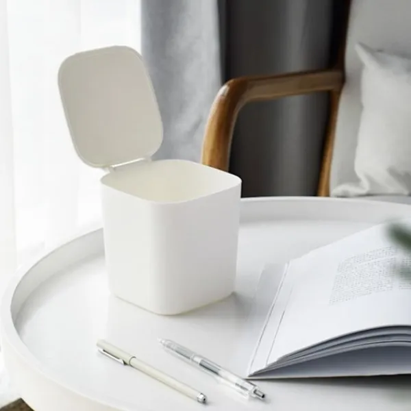 J-star Soptunnor-Kosmetisk Bin Swing Lock Bin Bord Bin Tärningar Vit