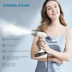 Ångtvättar-Kraftfull handhållen steamer, 1200W med keramisk värmeplatta, 2-i-1 strykning och ångning