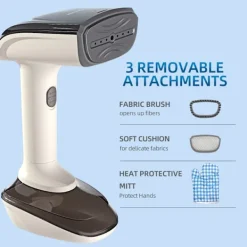 Ångtvättar-Kraftfull handhållen tygångare, 1200W med keramisk värmeplatta, 2-i-1 strykning och avkalkning