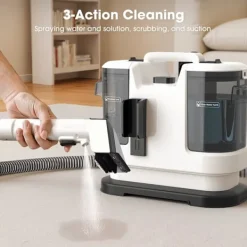 Intelligent Tech Städmaskiner-Kraftfull Matt- & Textilrengörare LBLUE V6 med 1,75L Dubbeltank, 5M Sladd, 1,7M Slang – Djuprengör Soffa, Madrass, Bil och Husdjursfläckar