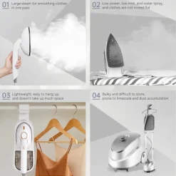 Ångtvättar-Kraftfull och mångsidig ånggenerator för hemmet, 1500W Stor stryksula, 400ml avtagbar vattentank