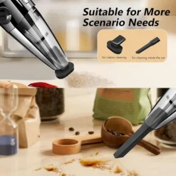 FJORD Dammsugare & Tillbehör-Kraftfull 120W Sladdlös Handdammsugare, Våt & Torr med Tvättbart HEPA-filter & 5 Tillbehör