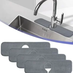 ATELA Svampar & Dukar-Kran stänkfångare, mikrofibertyg köksblandare absorberande matta, diskbänk stänkskydd, kran matta för diskbänk, vattenabsorberande matta för kök,