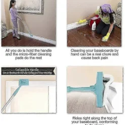 Fww Städmoppar-Kvast, Rengöringsmopp Fällbar Sockelrengörare Utdragbar Sockelrengörare Hal Teleskopisk Matta Mikrofiberrengörare Rengöringsprodukt 26s