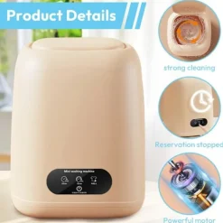 Tvättmaskiner-9L 1,35 kg Bärbar Mini Tvättmaskin för Babykläder Underkläder Camping Husbil [Energiklass A]