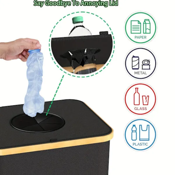 Soptunnor-100L/26 Gallon Insamlingskärl för inomhusbruk med innerpåse, tillverkad av rivtålig 600D Oxford-tyg, används för att samla in olika flaskor och kartonger i köket. | Fyndiq