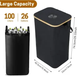 Soptunnor-100L/26 Gallon Insamlingskärl för inomhusbruk med innerpåse, tillverkad av rivtålig 600D Oxford-tyg, används för att samla in olika flaskor och kartonger i köket. | Fyndiq