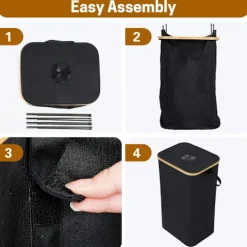 Soptunnor-100L/26 Gallon Insamlingskärl för inomhusbruk med innerpåse, tillverkad av rivtålig 600D Oxford-tyg, används för att samla in olika flaskor och kartonger i köket. | Fyndiq