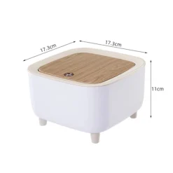 LBSS Soptunnor-7L Papperskorg Liten Soptunnor med Lock Press-typ och Träfötter, Nordiska Avfallskärl för Badrum, Sovrum, Hushållsbruk, Kontor